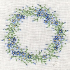 Forget Me Not Heart. Hand Embroidery 