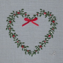 Christmas Wreath. Hand Embroidery 
