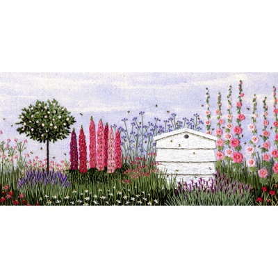 Floral Border and Beehive. Hand Embroidery Kit